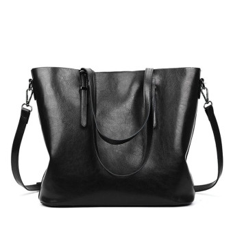 Casual PU Shoulder Bag Ladies Handbag Messenger Bag (Black)