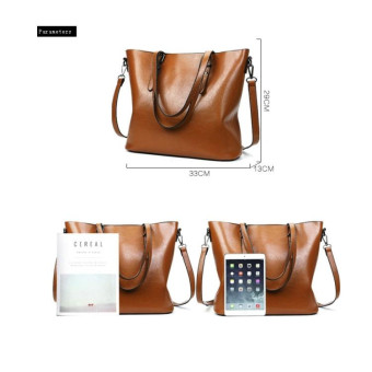 Casual PU Shoulder Bag Ladies Handbag Messenger Bag (Black)