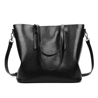 Casual PU Shoulder Bag Ladies Handbag Messenger Bag (Black)