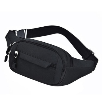 Pure Color Multi-function Pockets Waterproof Chest Bag Waist Sports Bag (Black)