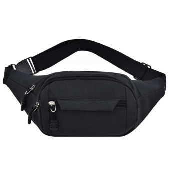 Pure Color Multi-function Pockets Waterproof Chest Bag Waist Sports Bag (Black)