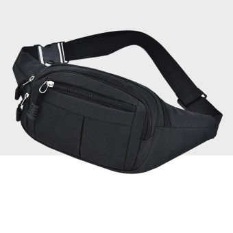 Pure Color Multi-function Casual Pockets Waterproof Chest Bag Waist Sport Bag (Black)