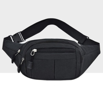 Pure Color Multi-function Casual Pockets Waterproof Chest Bag Waist Sport Bag (Black)