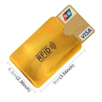 100pcs Aluminum Foil RFID Blocking Credit Card ID Bank Card Case Card Holder Cover, Size: 9 x 6.3cm (Gold)