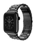 For Apple Watch Series 10 42mm / 9&8&7 41mm / SE 3&SE 2&6&SE&5&4 40mm / 3&2&1 38mm Fold Buckle 3 Beads Stainless Steel Watch Band(Black)
