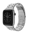 For Apple Watch Series 10 42mm / 9&8&7 41mm / SE 3&SE 2&6&SE&5&4 40mm / 3&2&1 38mm Fold Buckle 3 Beads Stainless Steel Watch Band(Silver)