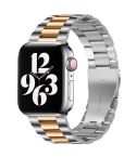 Fold Buckle 3 Beads Stainless Steel Watch Band For Apple Watch Ultra 49mm&Watch Ultra 2 49mm / Series 10 46mm / 9&8&7 45mm / SE 3&SE 2&6&SE&5&4 44mm / 3&2&1 42mm(Silver+Rose Gold)