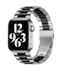 Fold Buckle 3 Beads Stainless Steel Watch Band For Apple Watch Ultra 49mm&Watch Ultra 2 49mm / Series 10 46mm / 9&8&7 45mm / SE 3&SE 2&6&SE&5&4 44mm / 3&2&1 42mm(Silver Black)