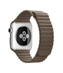 For Apple Watch 42mm Loop Magnetic Closure Clasp PU Leather Watch Band(Brown)