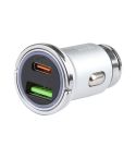 AR-CA08 12W 2A USB-C / Type-C + USB Ports Car Charger (Silver)