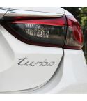 Car TURBO Personalized Aluminum Alloy Decorative Stickers, Size: 13x3x0.3cm (Silver)