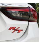 Car R / T Personalized Aluminum Alloy Decorative Stickers, Size:10.5 x 5cm (Black Red)
