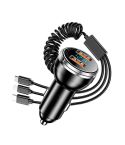 BW15 110W 3 in 1 Charging Cable & Dual USB Port Car Charger (Silver)