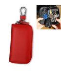 9092 Business Style Multifunctional Genuine Leather Zipper Car Key Bag(Red)