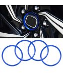 4 PCS Car Metal Wheel Hub Decoration Ring for BMW 5 Series 2018 (Blue)