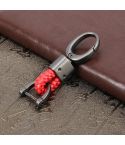 Weaving Band Metal Car Key Ring Braided Belt Key Chain(Red)