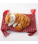 Lovely Simulation Animal Doll Plush Sleeping Cats Toy Cat Mat Doll Decorations Stuffed Toys Car Decoration Crafts, Mat Size: 19*13cm, Cat Size: 14*11cm