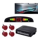 Car Buzzer Reverse Backup Radar System - Premium Quality 4 Parking Sensors Car Reverse Backup Radar System with LCD Display(Dark Red)