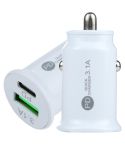 TE-339PD 3.1A PD USB-C / Type-C + USB Interface Mini Fast Charging Car Charger(White)