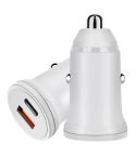 PD 20W USB-C / Type-C + QC 3.0 USB Interface Fast Charging Car Charger (White)