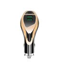WLX-K1 QC3.0 Dual USB + Type-C Triple Car Charger (Gold)