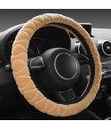 Car Universal Short Plush Warm Anti-skid Steering Wheel Cover, Adaptation Steering Wheel Diameter: 38cm (Beige)