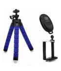 Mini Octopus Flexible Foam Tripod Holder with Phone Clamp & Remote Control (Blue)