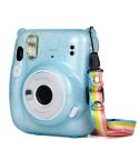 Glitter Power Crystal Case with Strap for FUJIFILM Instax mini 11 (Blue)
