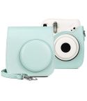 Retro Full Body PU Leather Case Camera  Bag with Strap for FUJIFILM instax mini 7+ (Baby Blue)