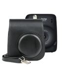 Solid Color Full Body Camera Leather Case Bag with Strap for FUJIFILM Instax mini 11 (Black)