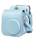 Solid Color Full Body Camera Leather Case Bag with Strap for FUJIFILM Instax mini 11 (Blue)