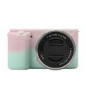 For Sony ZV-E10 Soft Silicone Protective Case (Pink Green)