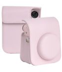 For FUJIFILM instax mini 12 Full Body Leather Case Camera Bag with Strap (Pink)