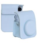 For FUJIFILM instax mini 12 Full Body Leather Case Camera Bag with Strap (Blue)