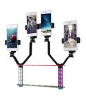 Smartphone Live Broadcast Bracket Dual Hand-held Selfie Mount Kits with 2x V-Bracket + 3x Phone Clips, For iPhone, Galaxy, Huawei, Xiaomi, HTC, Sony, Google and other Smartphones
