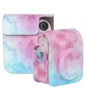For FUJIFILM instax mini 12 Painted Full Body Leather Case Camera Bag with Strap(Blue Pink)(Black)