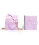 For FUJIFILM instax mini 12 Colorful Woven Leather Case Full Body Camera Bag + Photo Album with Strap (Purple)