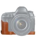 1/4 inch Thread PU Leather Camera Half Case Base for Canon EOS 5D Mark IV / 5D Mark III(Brown)