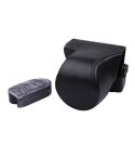 Full Body Camera PU Leather Case Bag with Strap for Canon EOS M200 (15-55mm Lens) (Black)