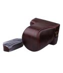 Full Body Camera PU Leather Case Bag with Strap for Canon EOS M200 (15-55mm Lens) (Coffee)