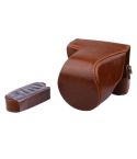 Full Body Camera PU Leather Case Bag with Strap for Canon EOS M200 (15-55mm Lens) (Brown)