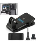 RUIGPRO 360 Degree Rotation Backpack Rec-Mounts Clip Clamp Mount + Phone Clamp for GoPro, Insta360, DJI and Other Action Cameras(Black)