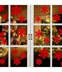 Creative Window Glass Door Removable Christmas New Year Festival Wall Sticker Decoration(Red Snowflake)