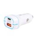 QC USB + USB-C / Type-C Dual Ports Fast Charging Car Charger with Luminous Aperture(White)