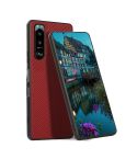 For Sony Xperia 5 III Carbon Fiber Skin PU + PC + TPU Shockprof Protective Case(Red)