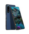 For Sony Xperia 5 III Carbon Fiber Skin PU + PC + TPU Shockprof Protective Case(Blue)