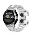 GT69 1.3 inch IPS Touch Screen IP67 Waterproof Bluetooth Earphone Smart Watch, Support Sleep Monitoring / Heart Rate Monitoring / Bluetooth Call(Silver Steel Band)