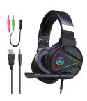 HXSJ F16 3.5mm + USB Port RGB Light Stereo Gaming Headset with Microphone(Black)