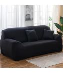 145-185cm Four Seasons Solid Color Elastic Full Coverage Non-slip Sofa Cover(Black)