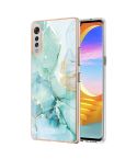 For LG Velvet 5G / 4G Electroplating Marble Pattern Dual-side IMD TPU Shockproof Case(Green 003)